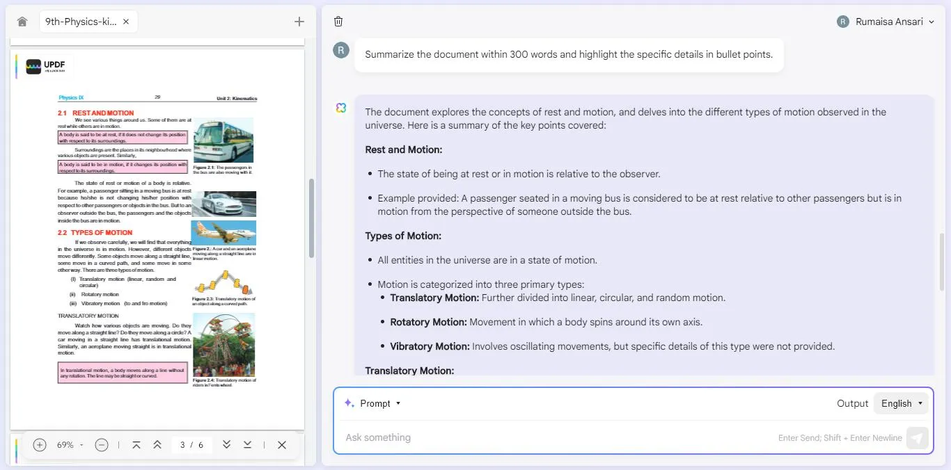 summarize the document with UPDF's AI Assistant Online