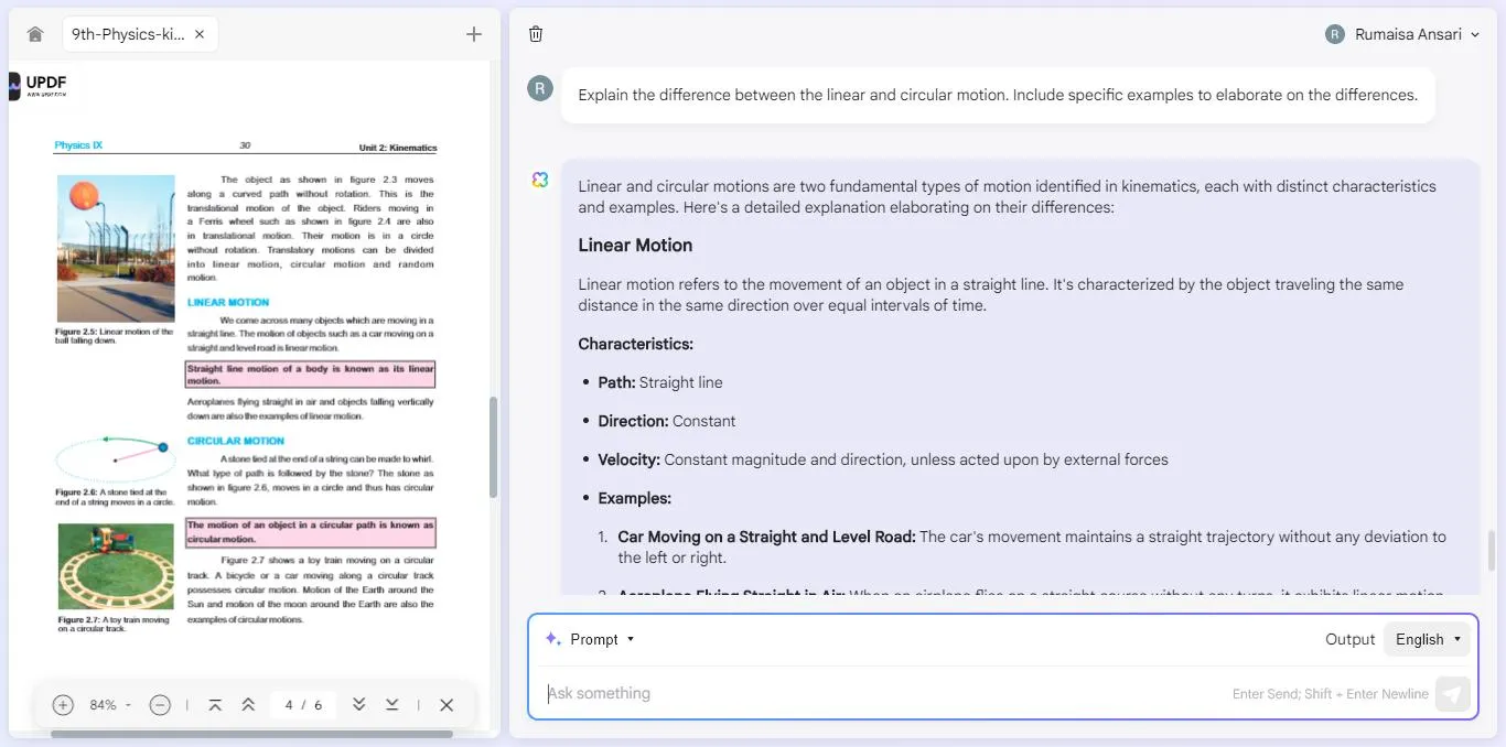 obtenez des explications avec l'assistant IA en ligne de l'UPDF