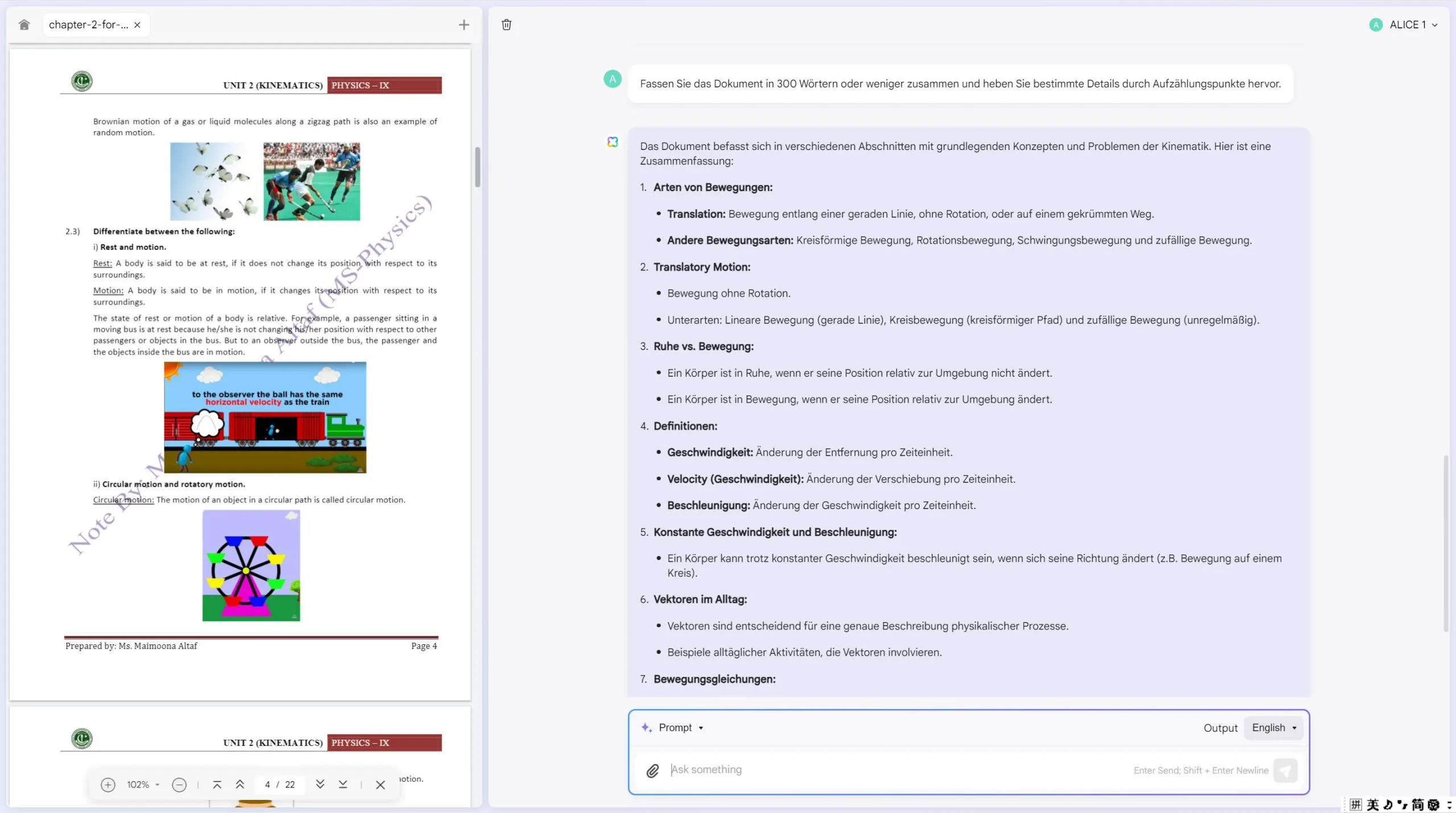 das Dokument mit UPDFs AI-Assistenten online zusammenfassen