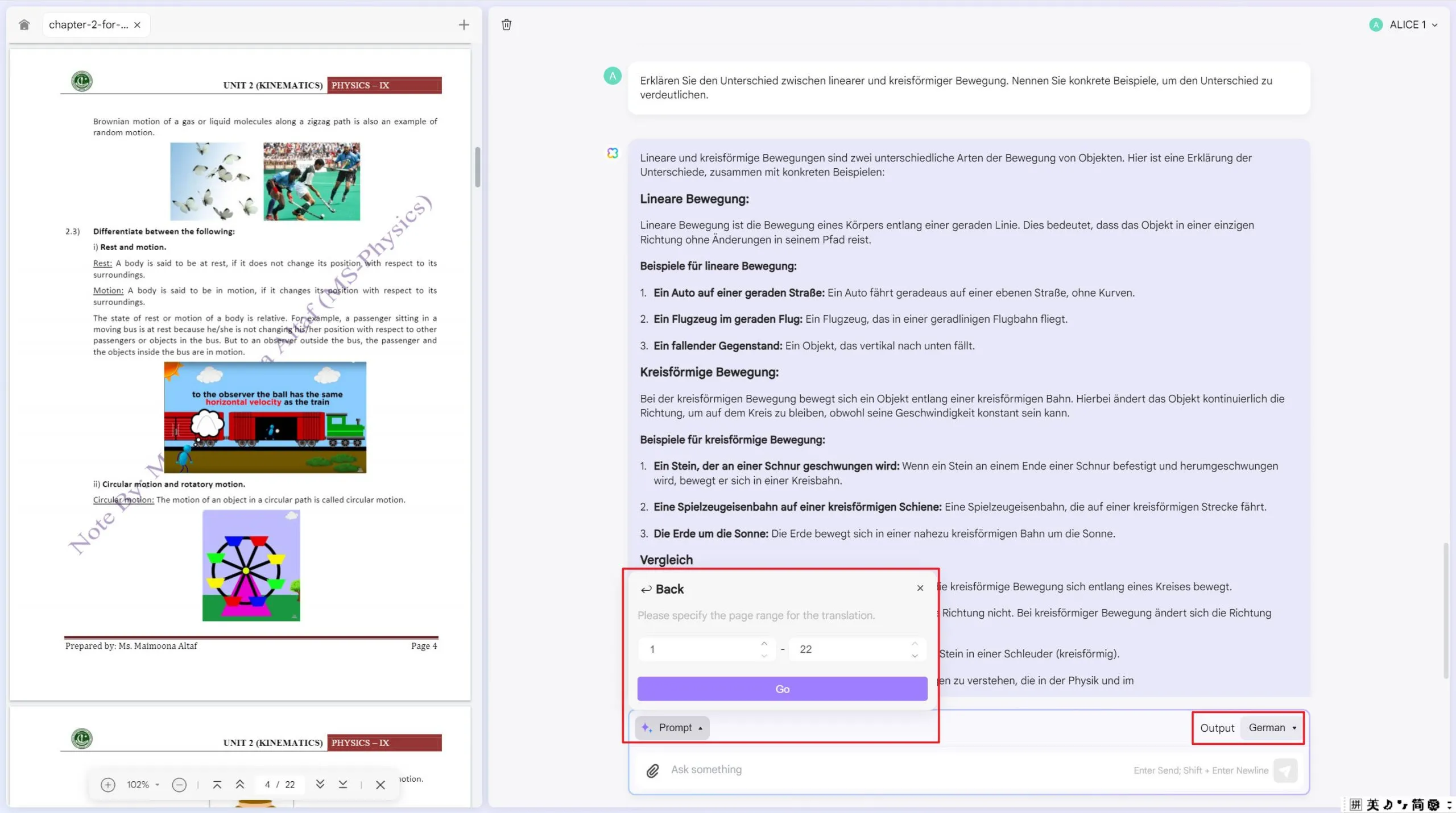 Übersetzen Sie den Text mit dem Online AI-Assistenten von UPDF