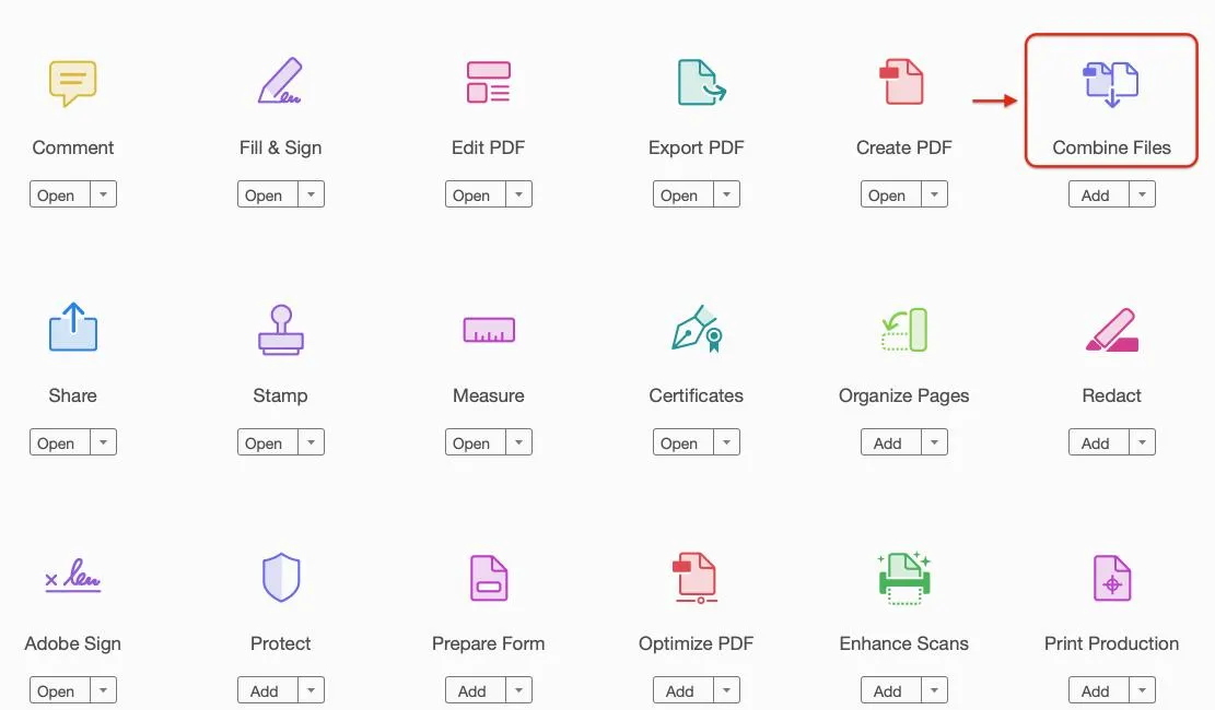 click combine files in Adobe Acrobat to interleave pages with UPDF