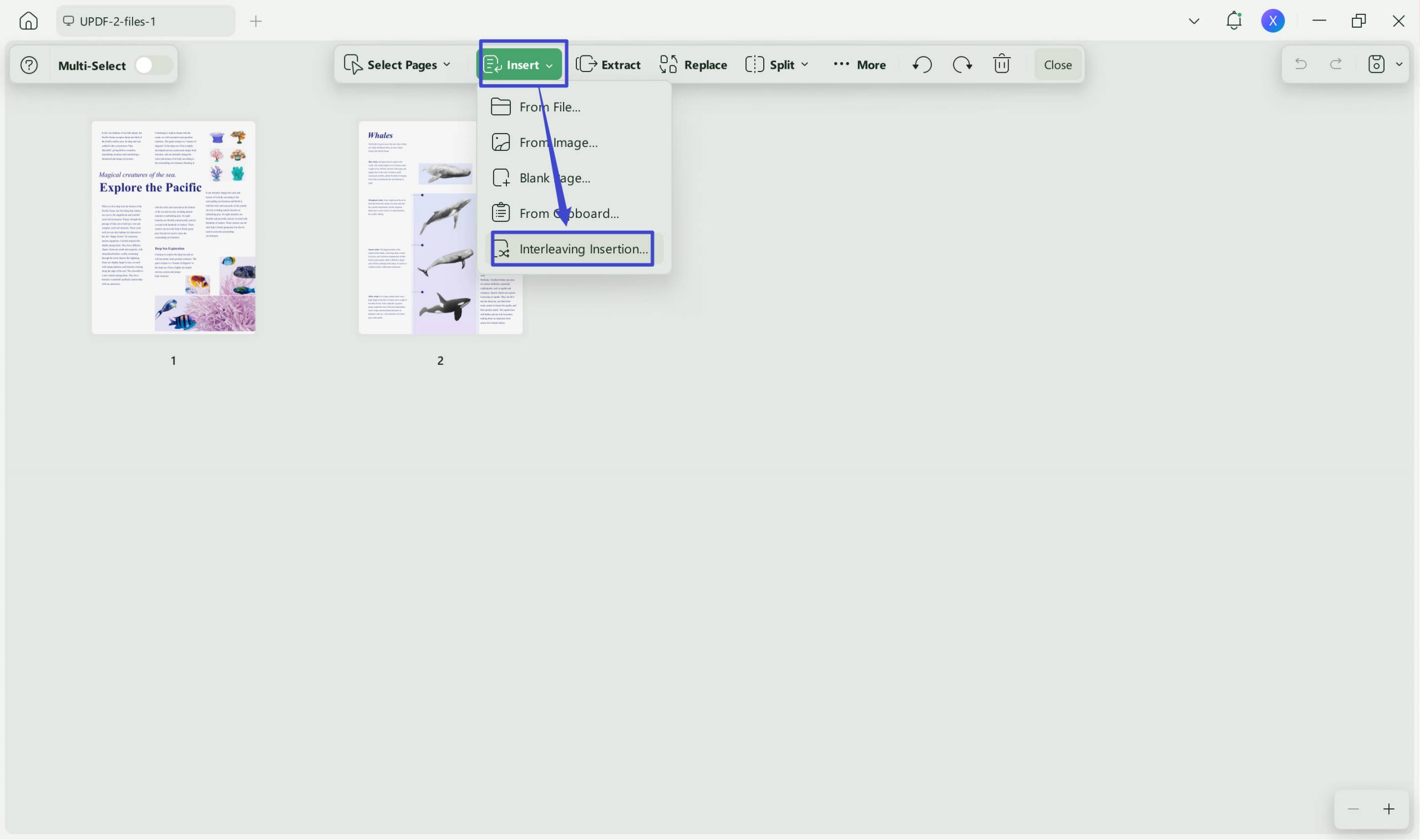 click interleaving insertion.
