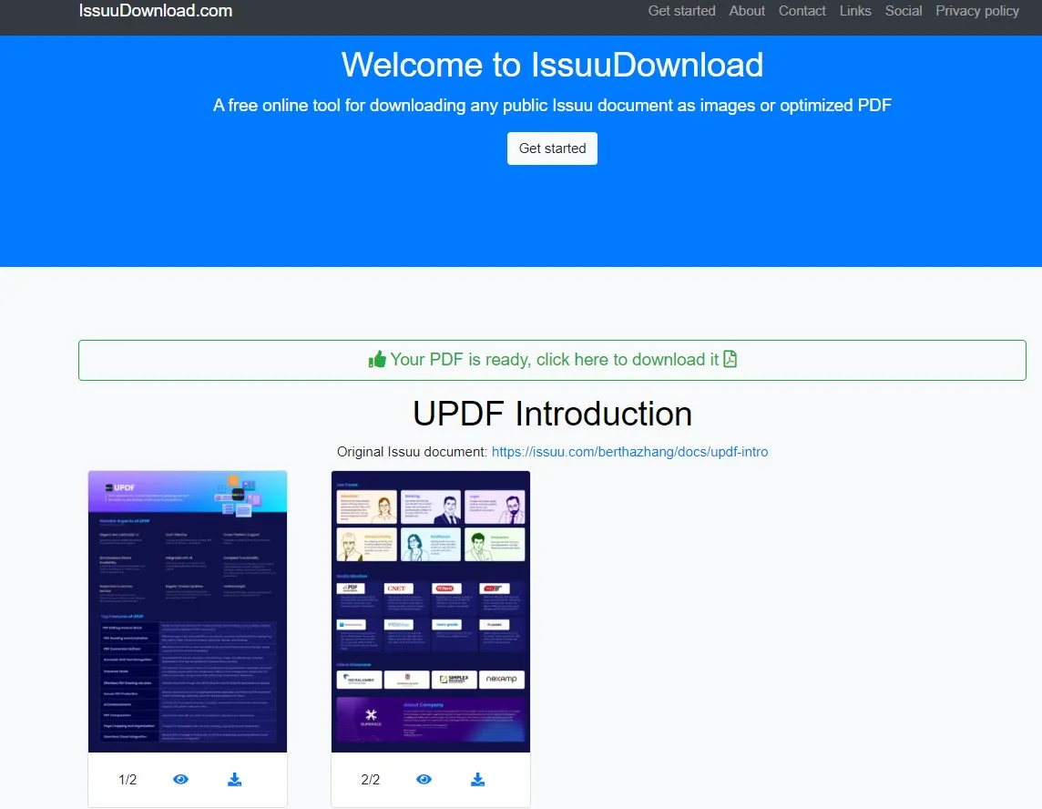 issuu to pdf via download com