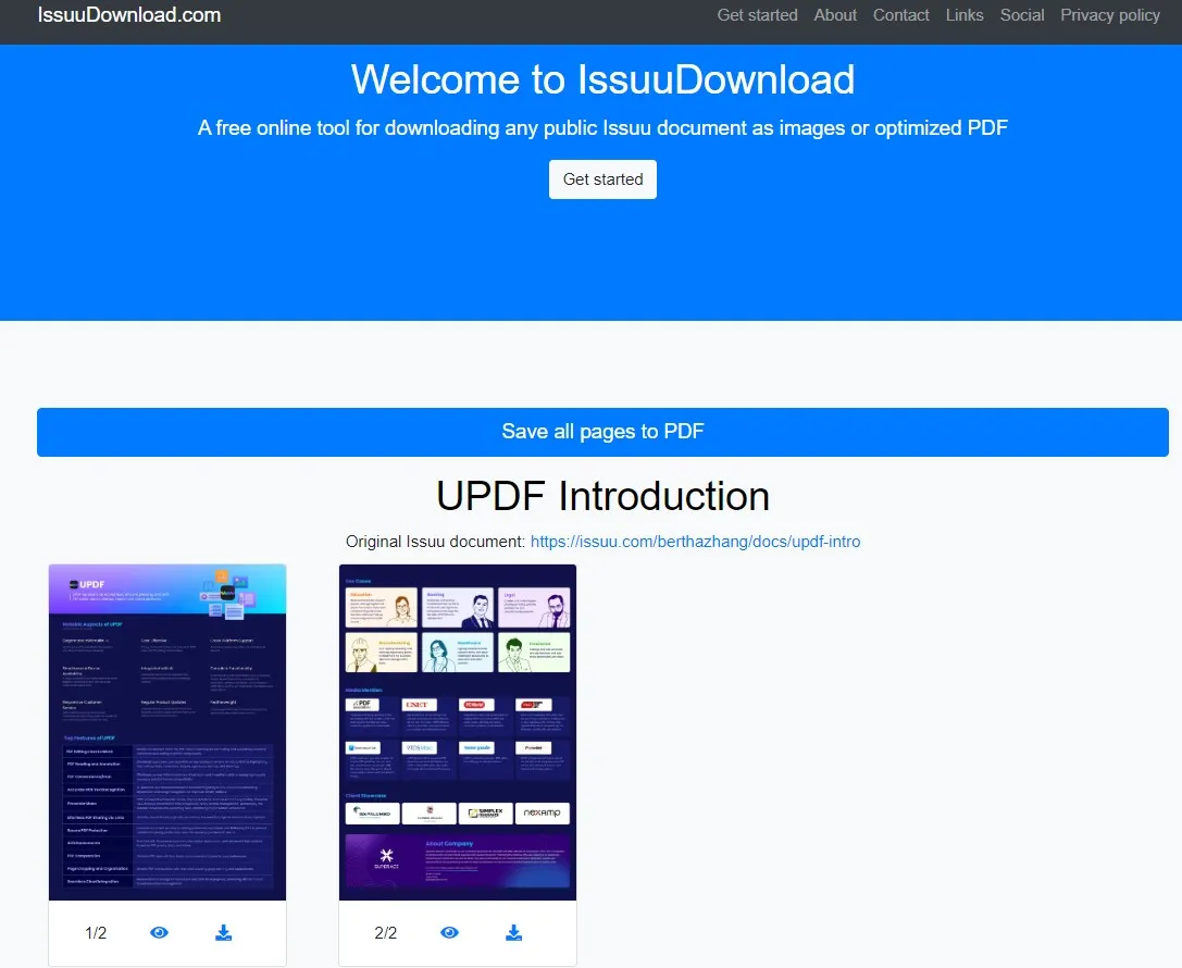 issuu to pdf via download com