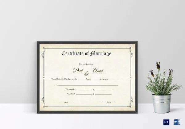 classic style marriage certificate form pdf.