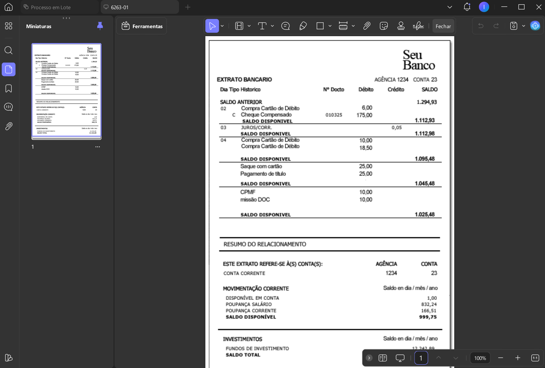 gerador de extrato bancário - updf