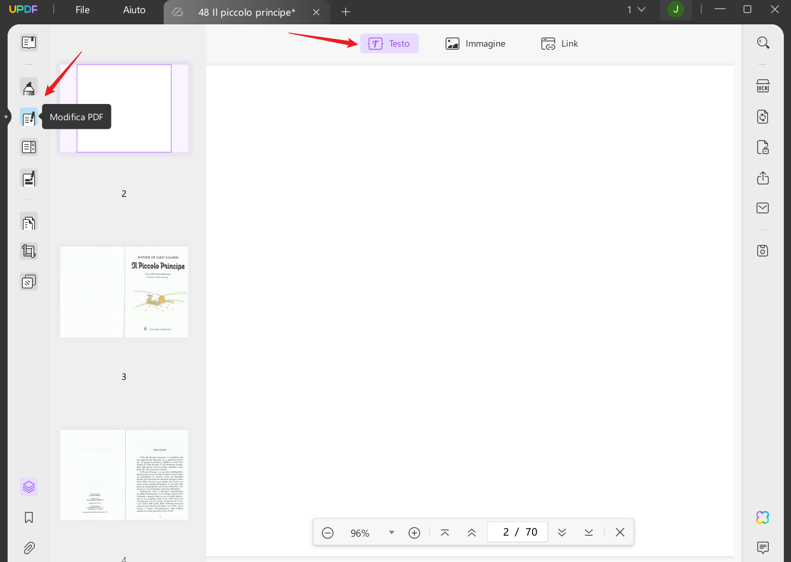 modifica testo pdf
