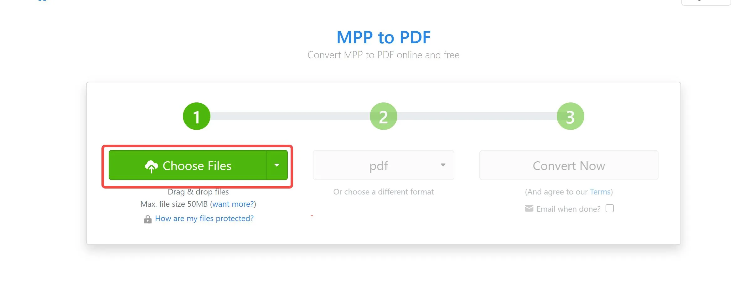 Conversion MPP en PDF Zamzar