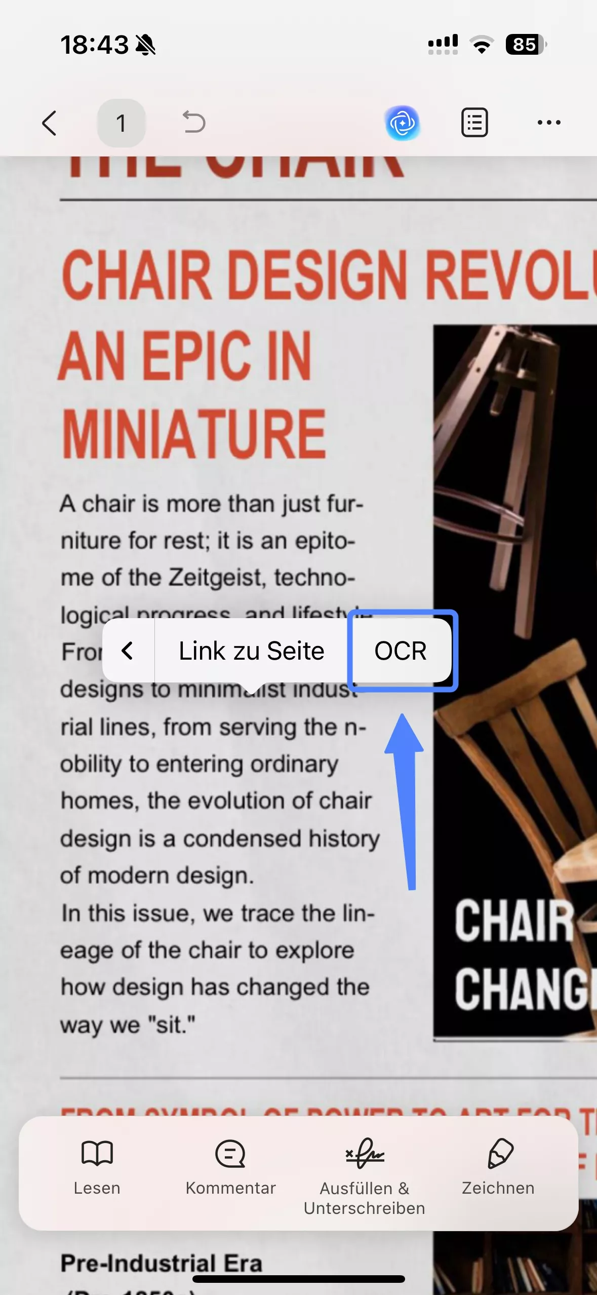 OCR anwenden und den Inhalt des Screenshots in Text extrahieren