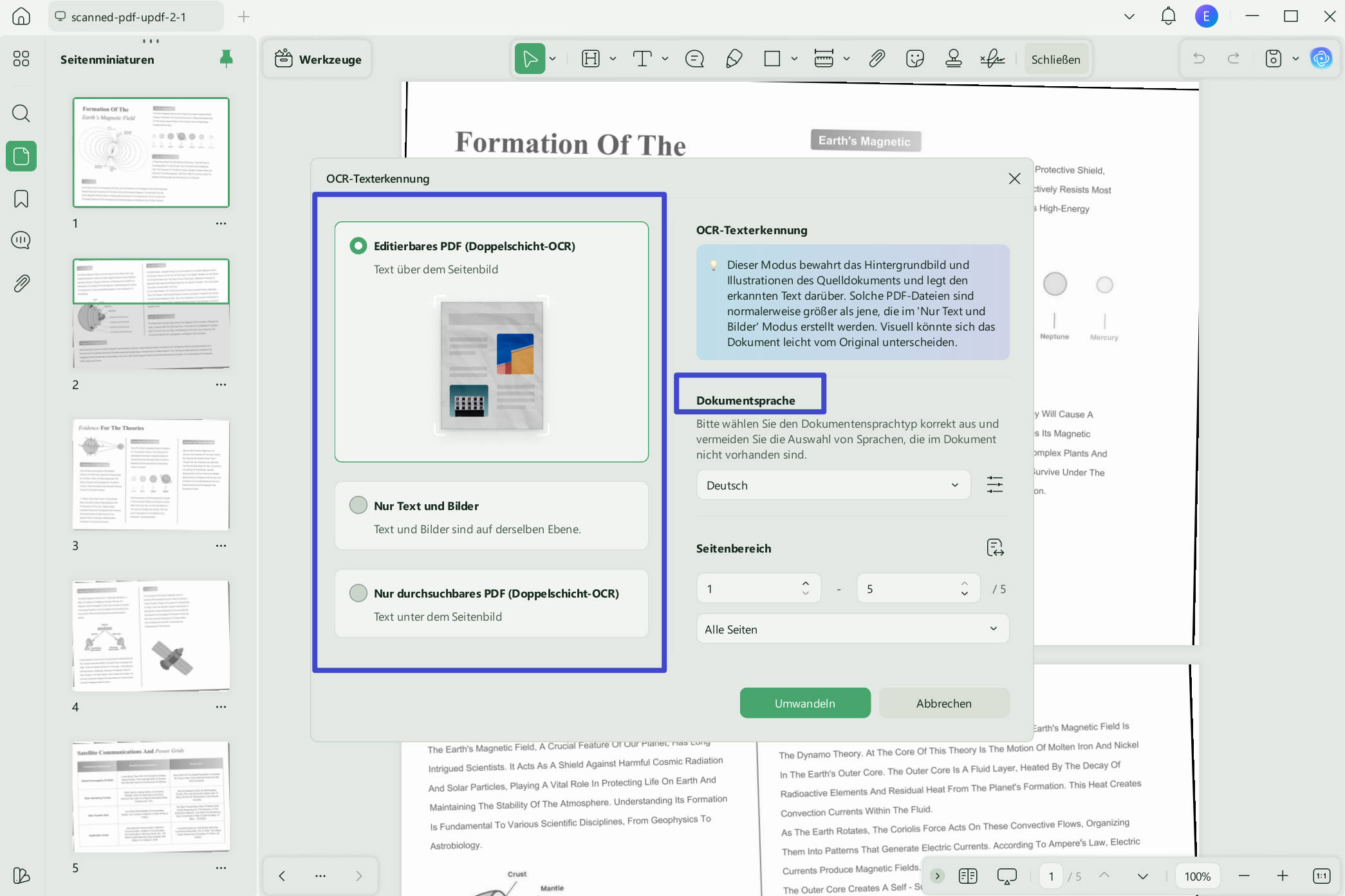 Schritte zum Bearbeiten einer gescannten PDF mit UPDF
