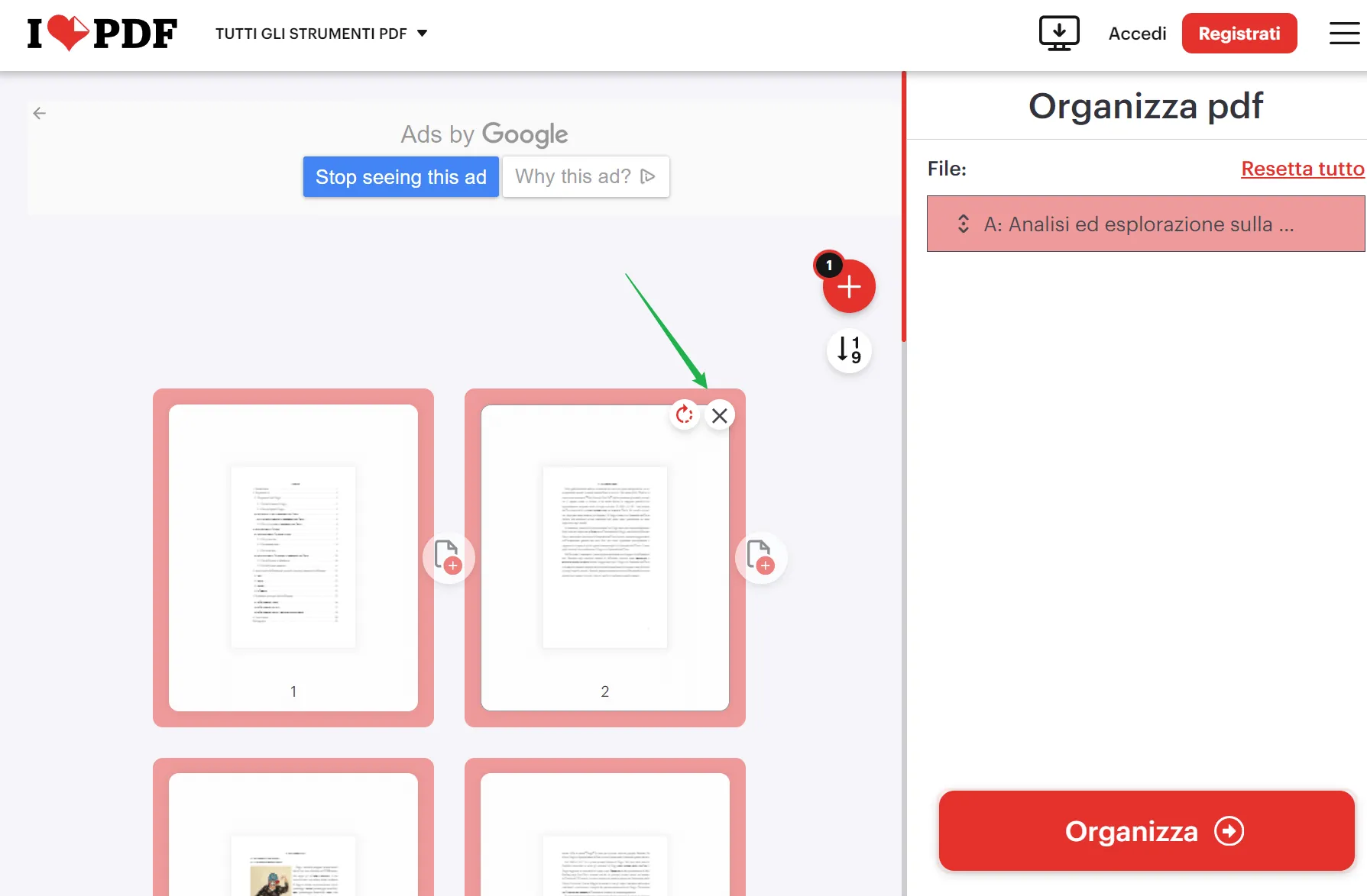 organizzare le pagine di un PDF con iLovePDF