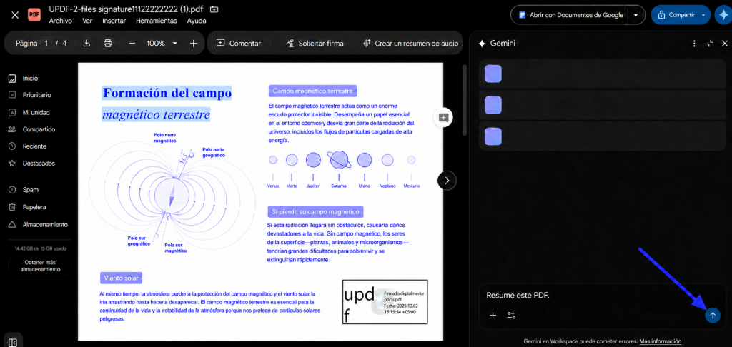 Resumir un PDF de Google Drive con Gemini