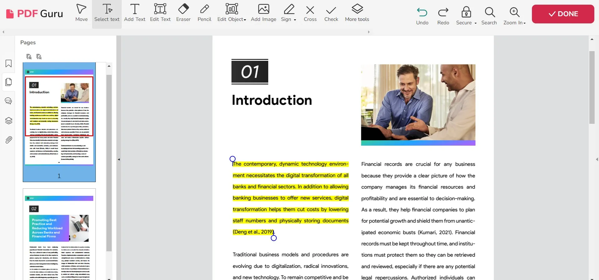 تسليط الضوء على برنامج pdf guru