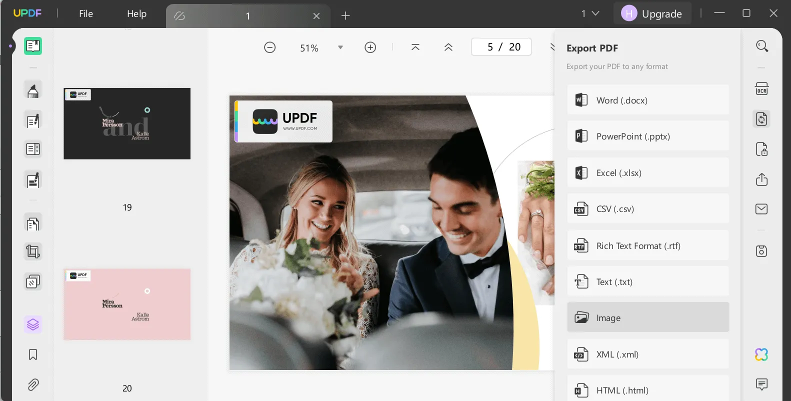Convert PPT to images with UPDF