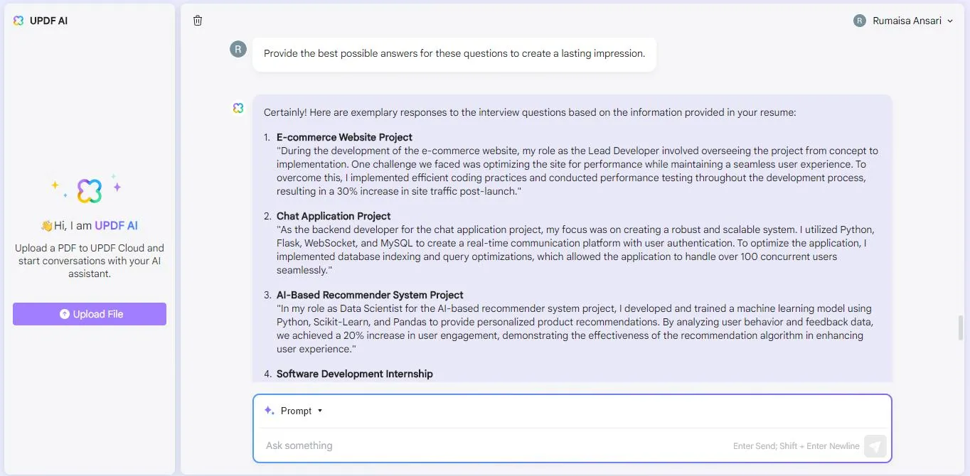 obtenez les meilleures réponses pour les intervieweurs d'emploi avec l'assistant IA en ligne d'UPDF