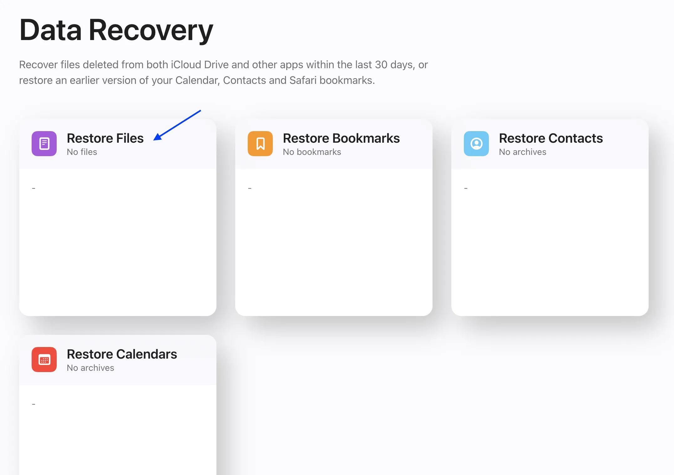 restore files in icloud