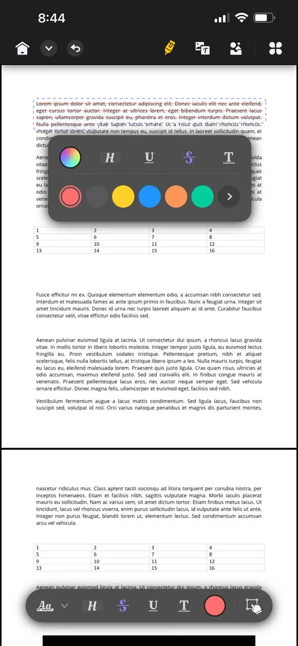 redline a contract chage the redline color