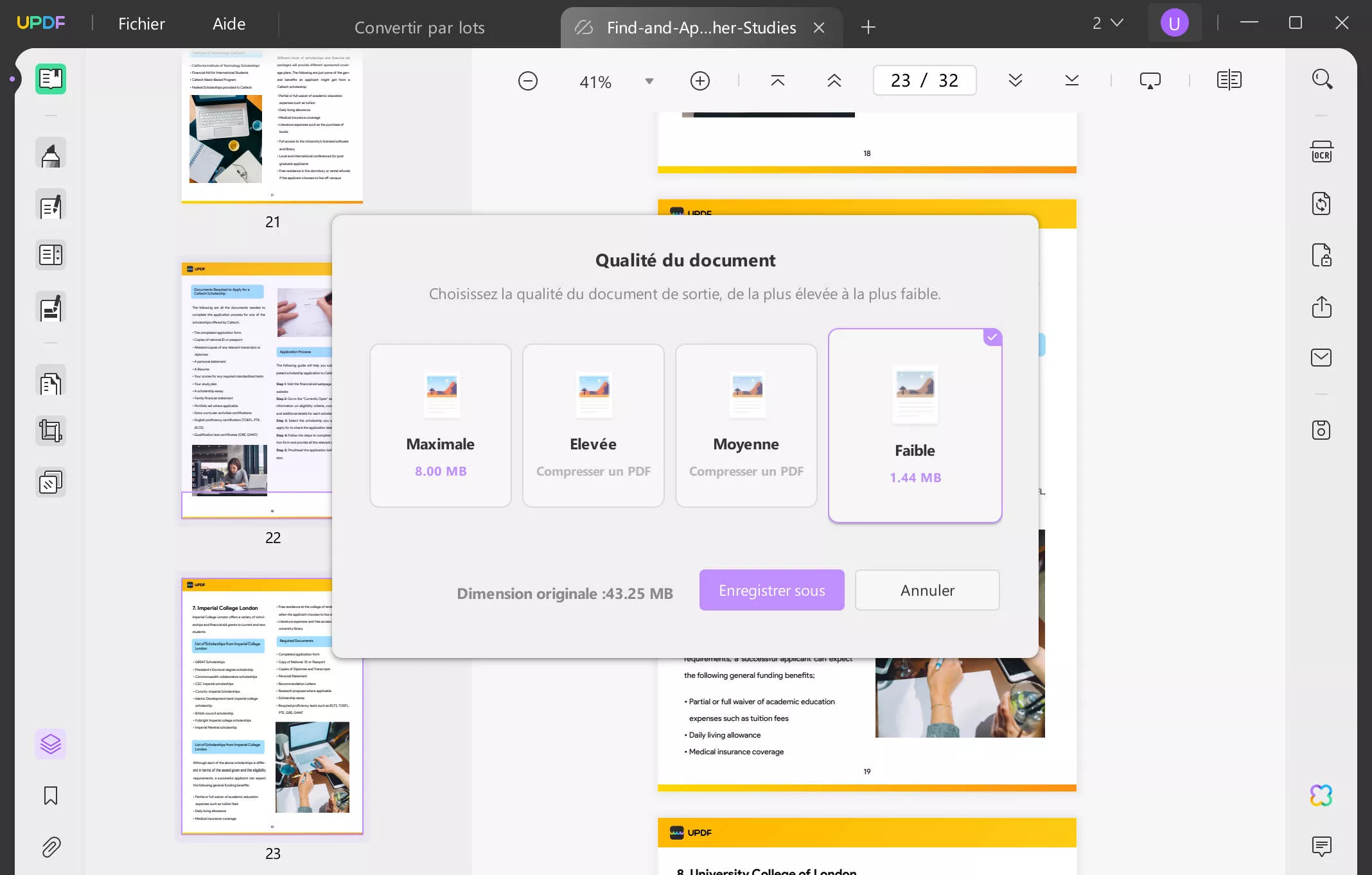 Le volet d'aperçu PDF ne fonctionne pas compresser le PDF