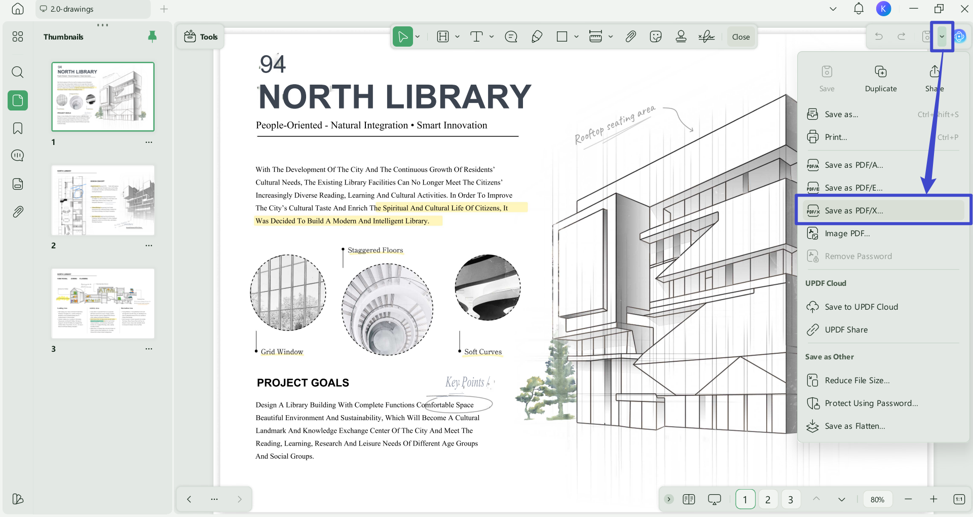 save the pdf as pdfx on updf
