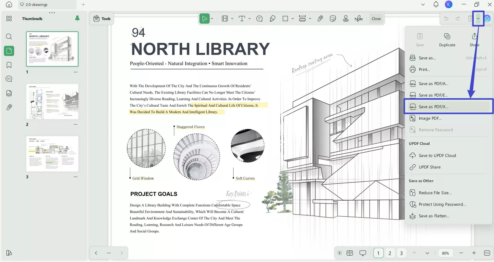 save the pdf as pdfx on updf