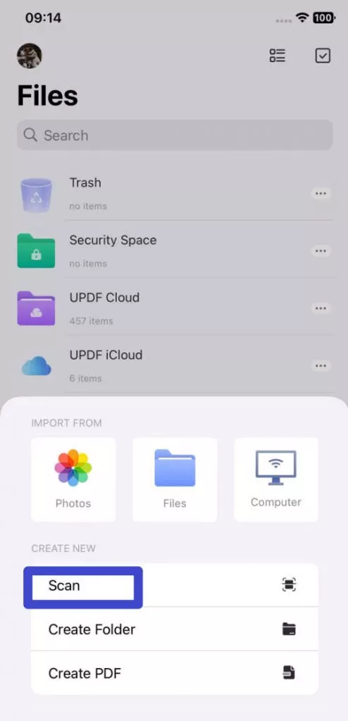 import the handwritten texts with updf for ios