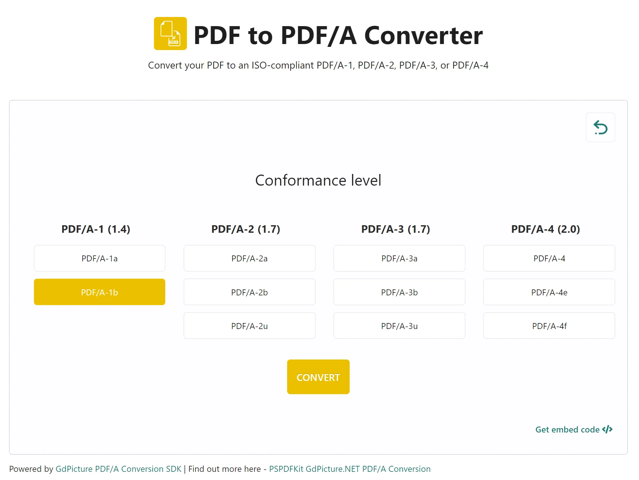 Select the PDF/a format to convert to PDF/A format