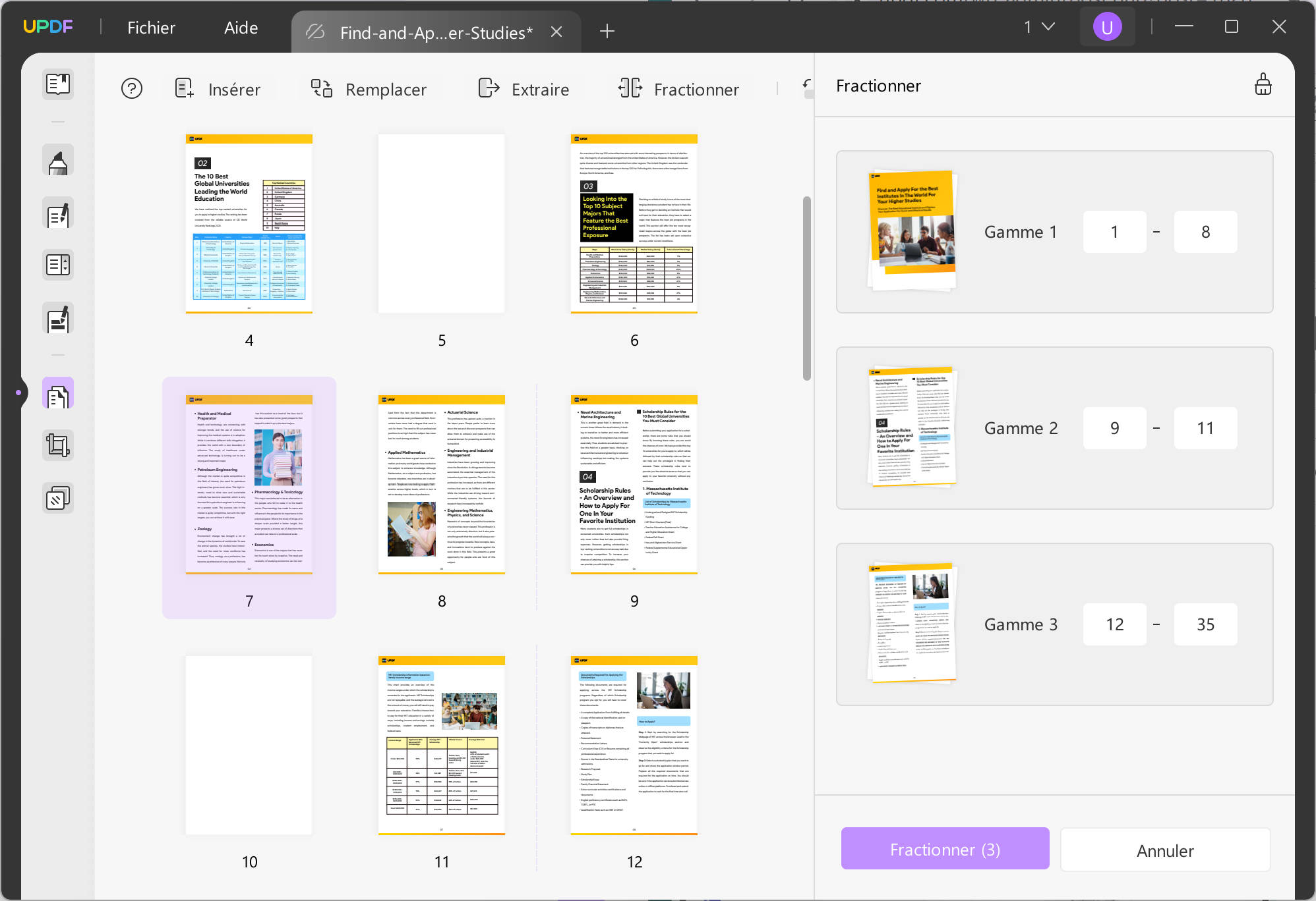 diviser le pdf par taille