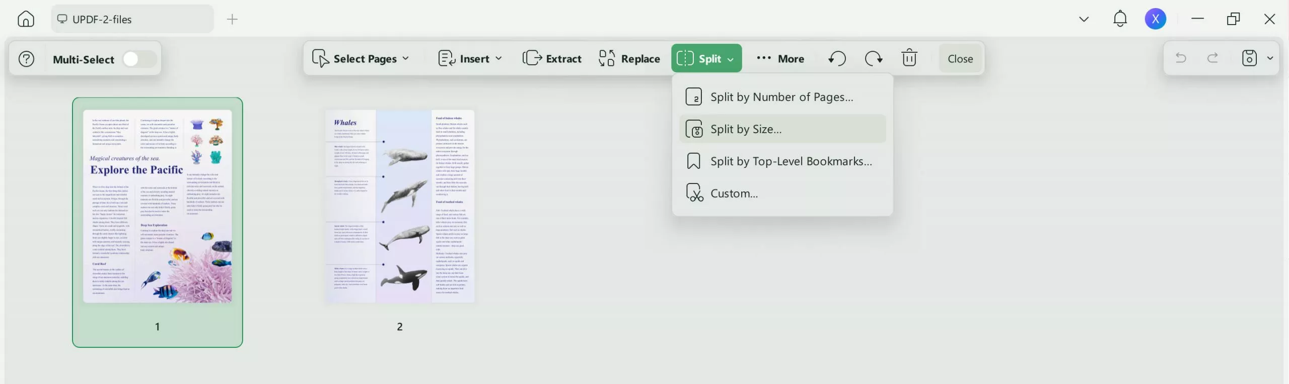 divide a word page into 4 split