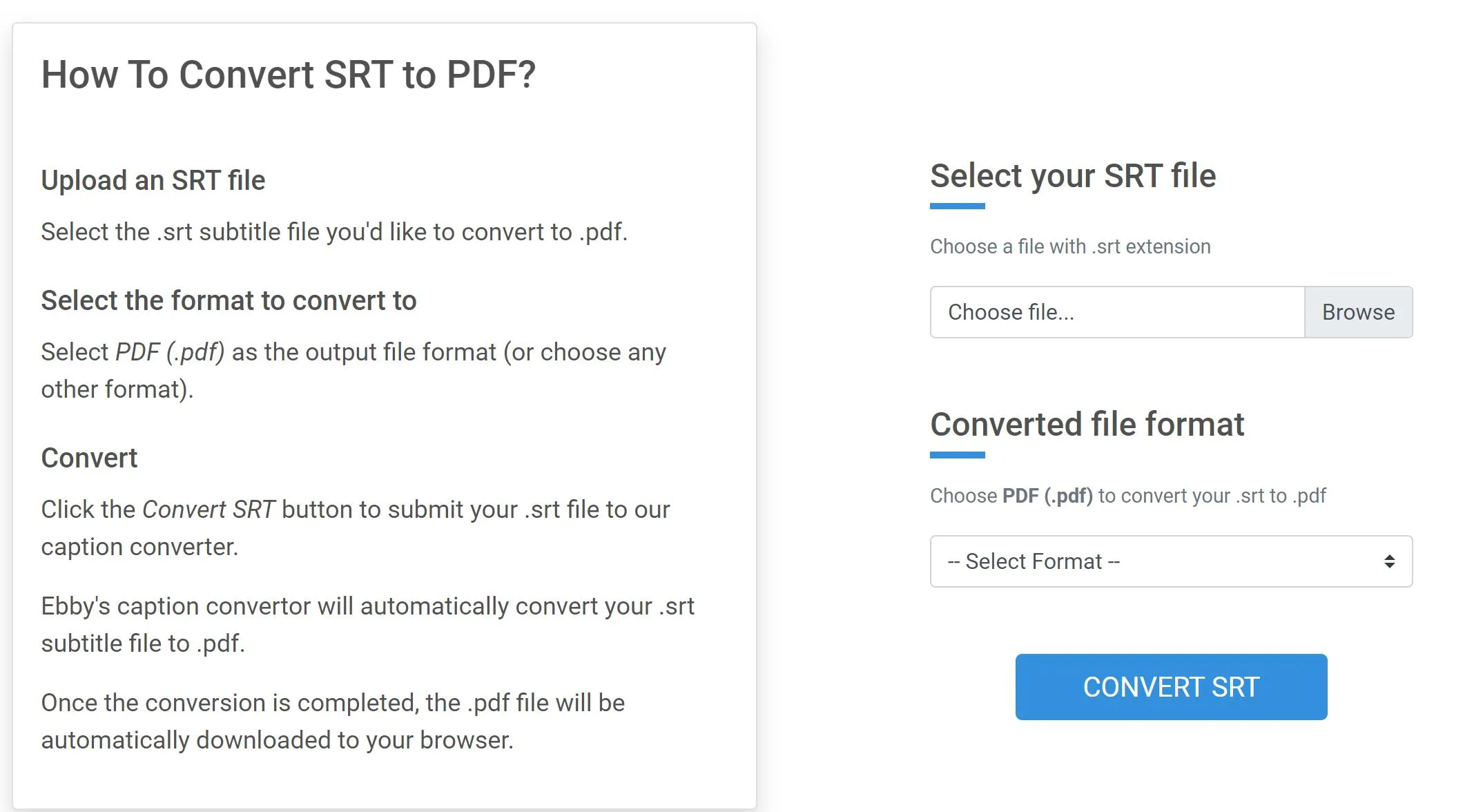 SRT to PDF Ebby.co