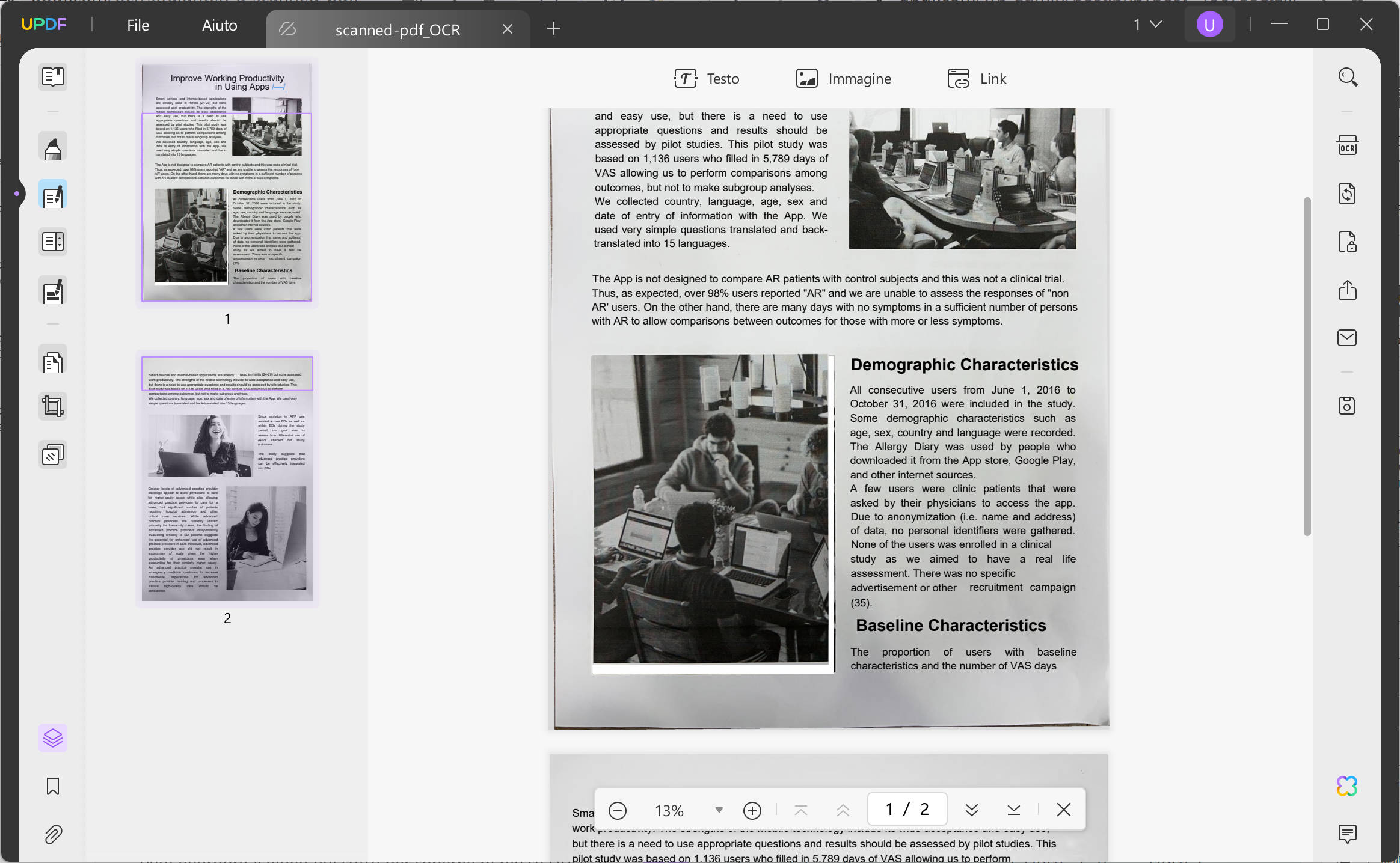 Raddrizza un PDF scansionato Raddrizza un PDF scansionato con UPDF correttamente