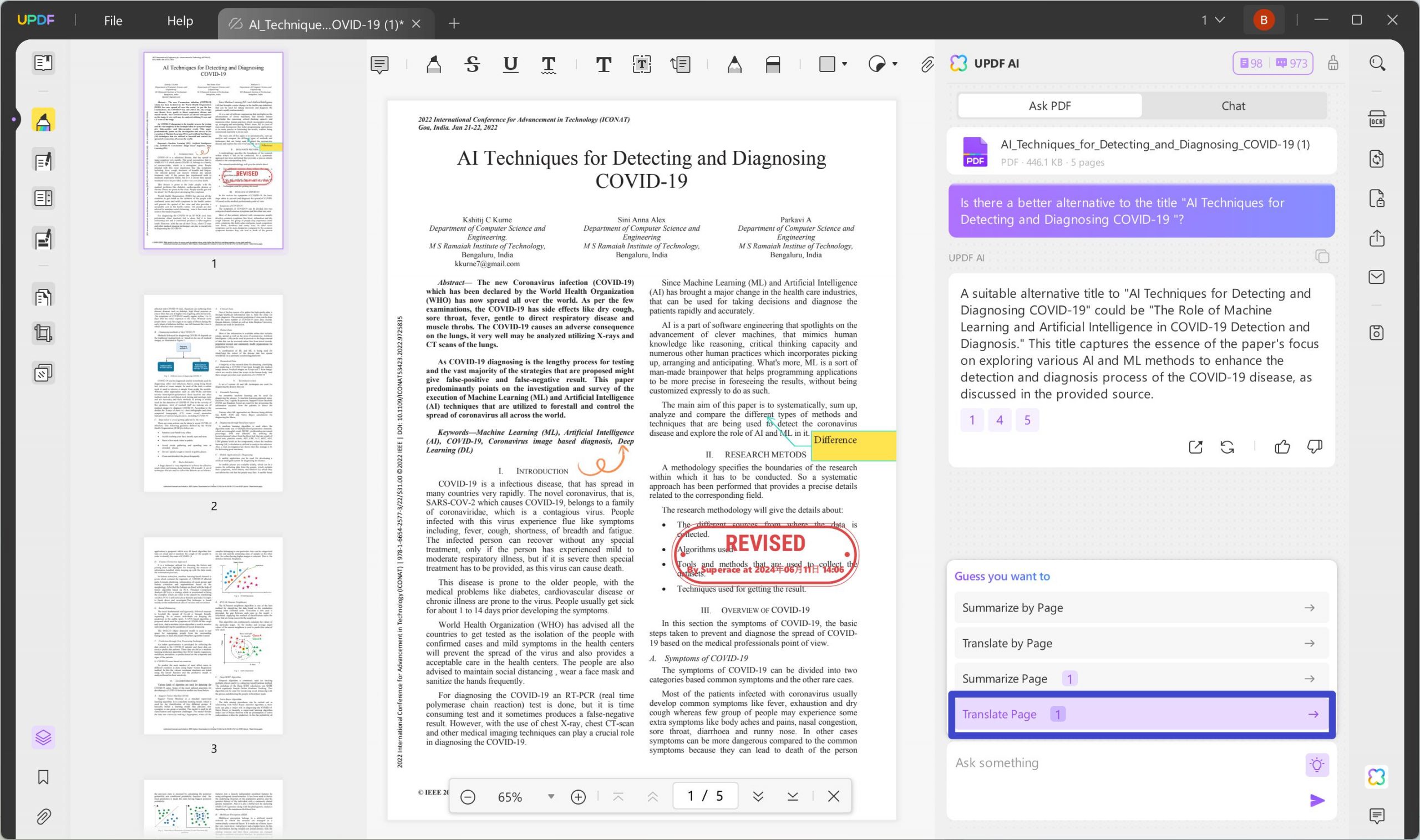 ai tools for research translate with UPDF