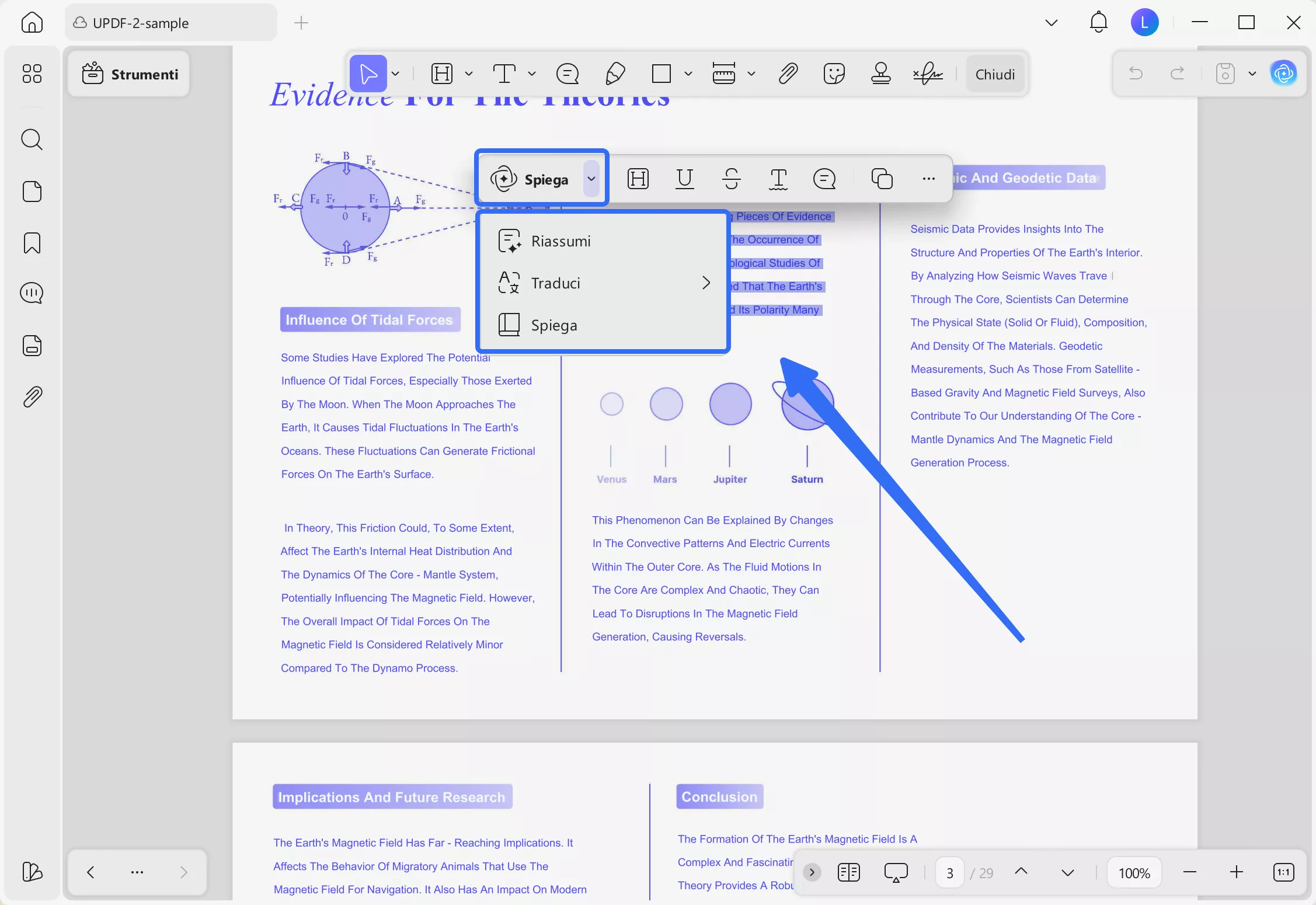 select to translate, summarize, explain updf windows
