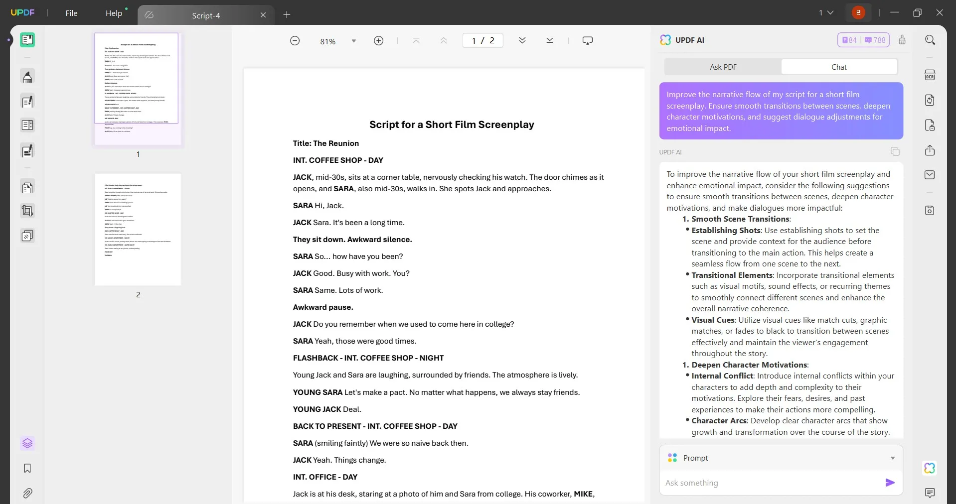 how to get an ai to write a script improve