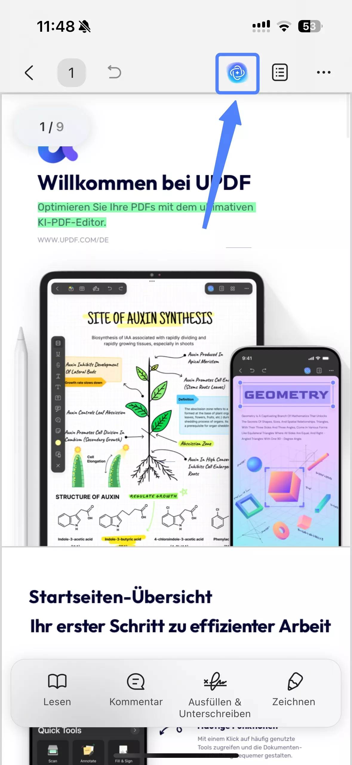 klicken Sie auf das UPDF AI-Symbol