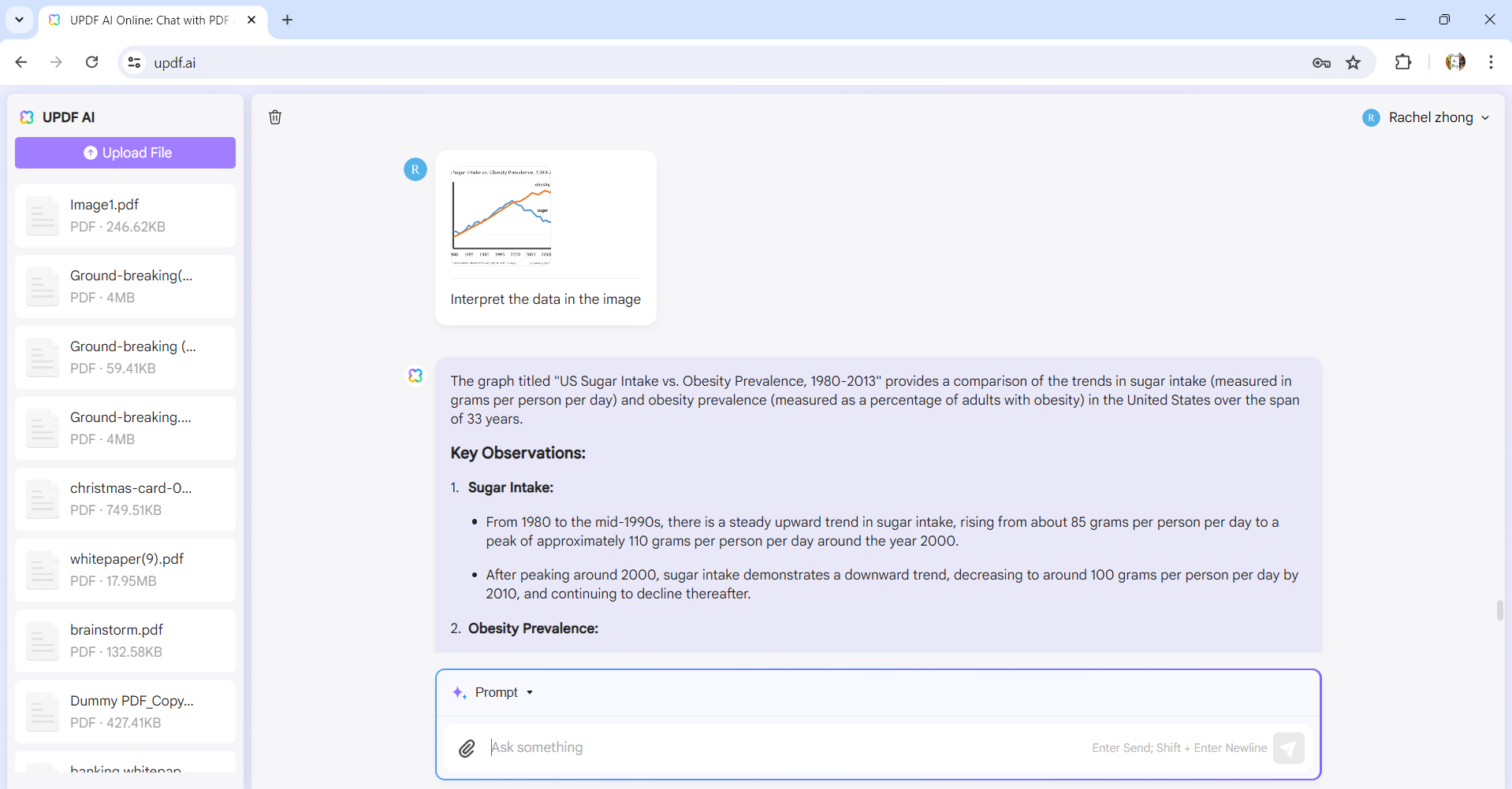 explain the data in the image with updf ai assistant online.