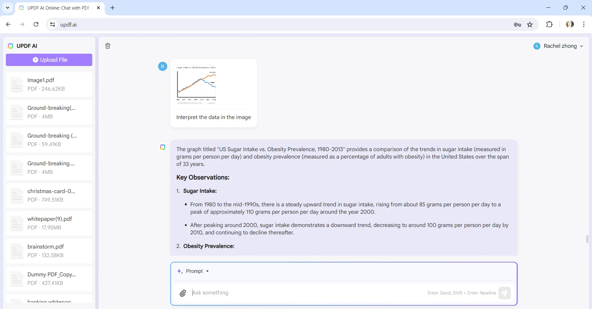 explain the data in the image with updf ai assistant online.