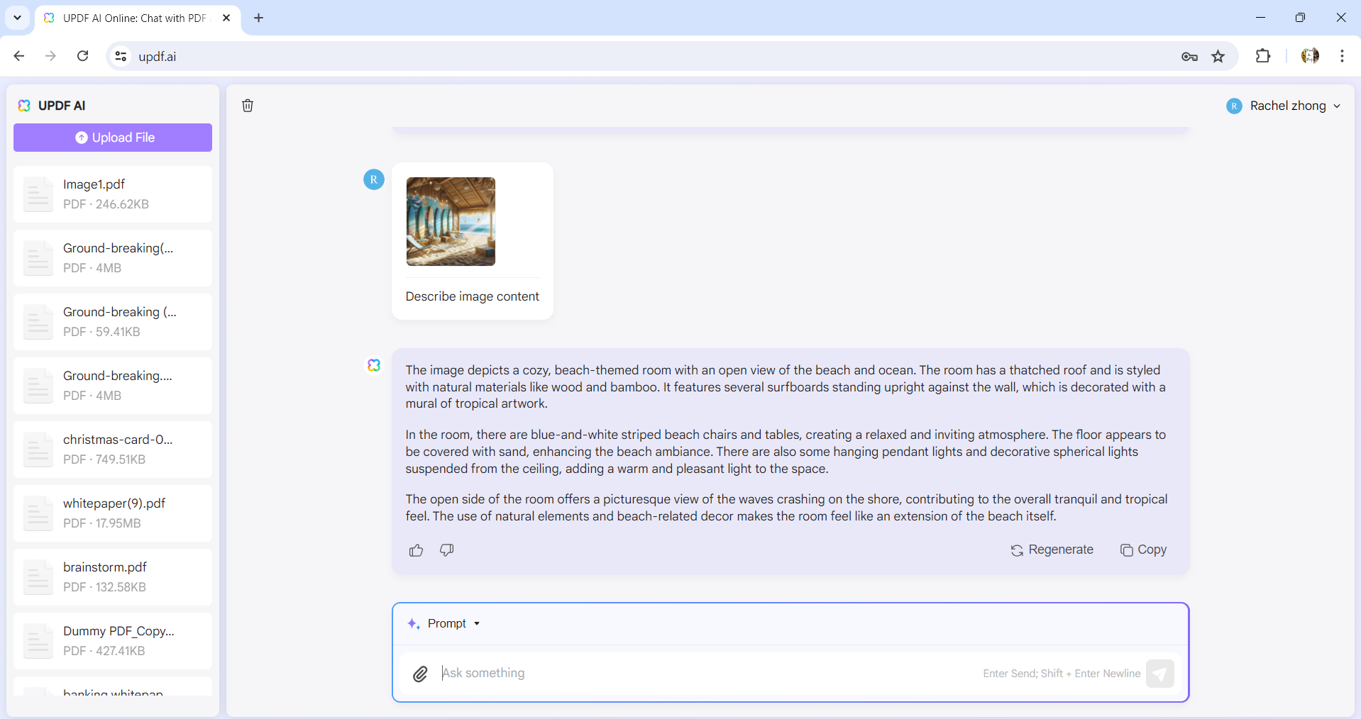describe image content with updf ai assistant online