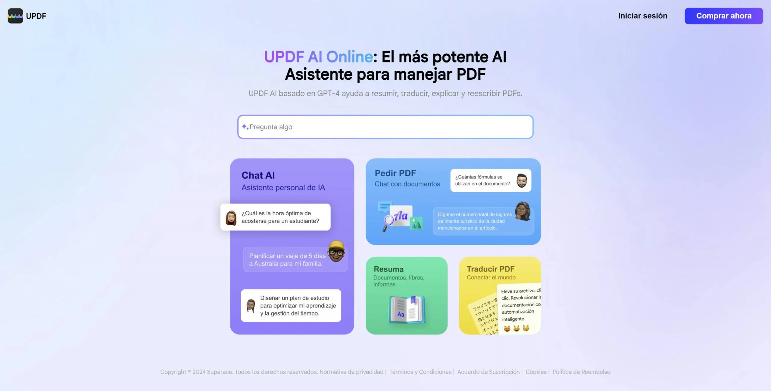 Generador de mensajes de IA Página web UPDF AI