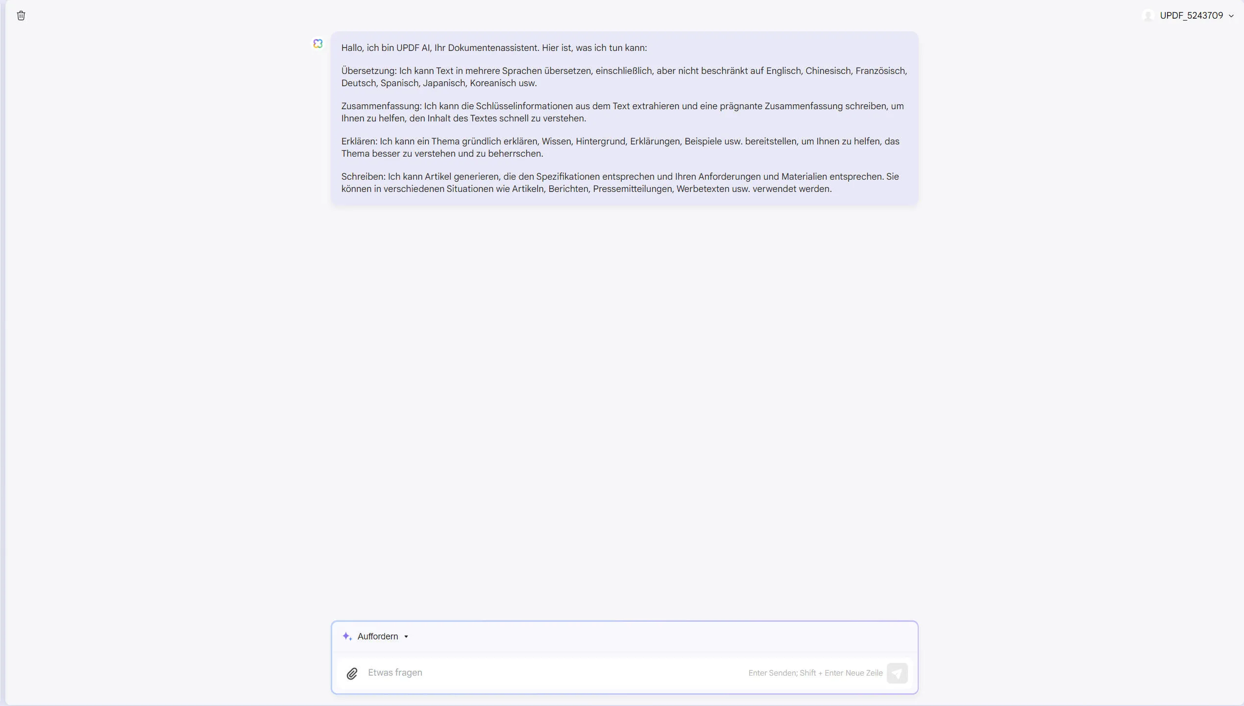 KI-Eingabeaufforderungsgenerator UPDF AI Angemeldet
