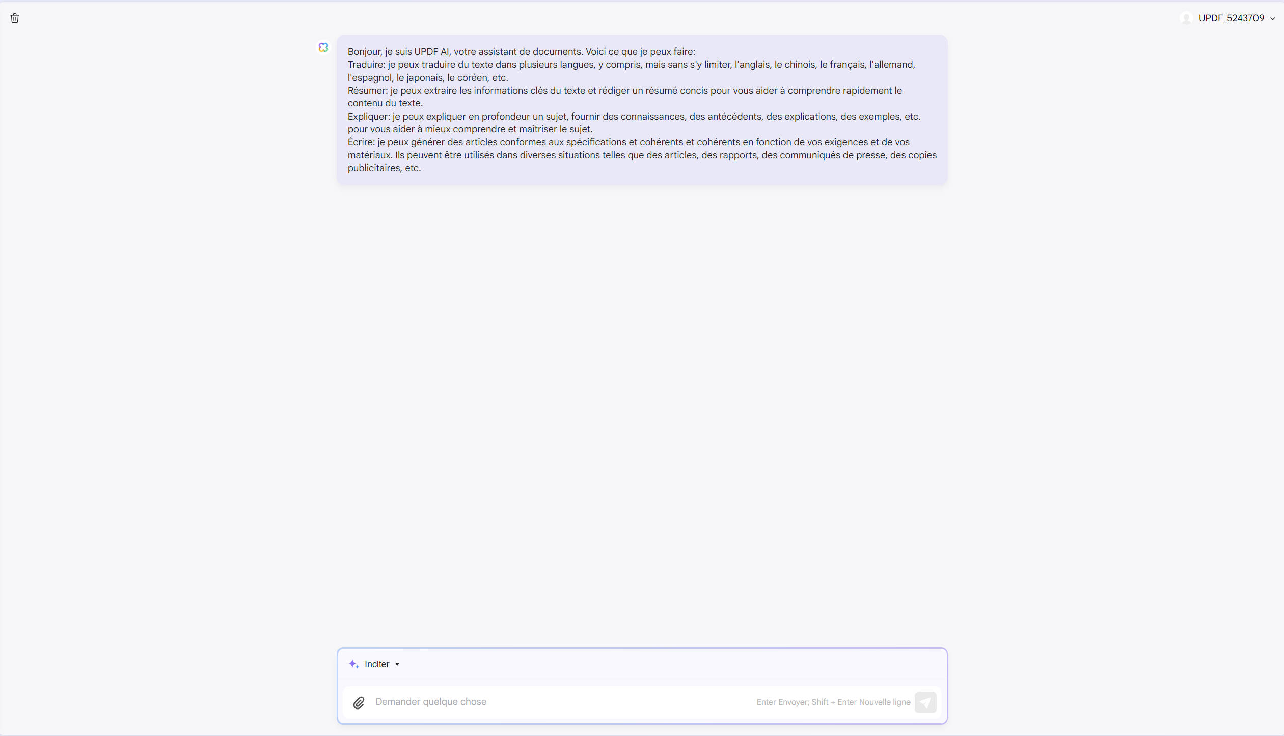 générateur d'invites ai UPDF AI connecté
