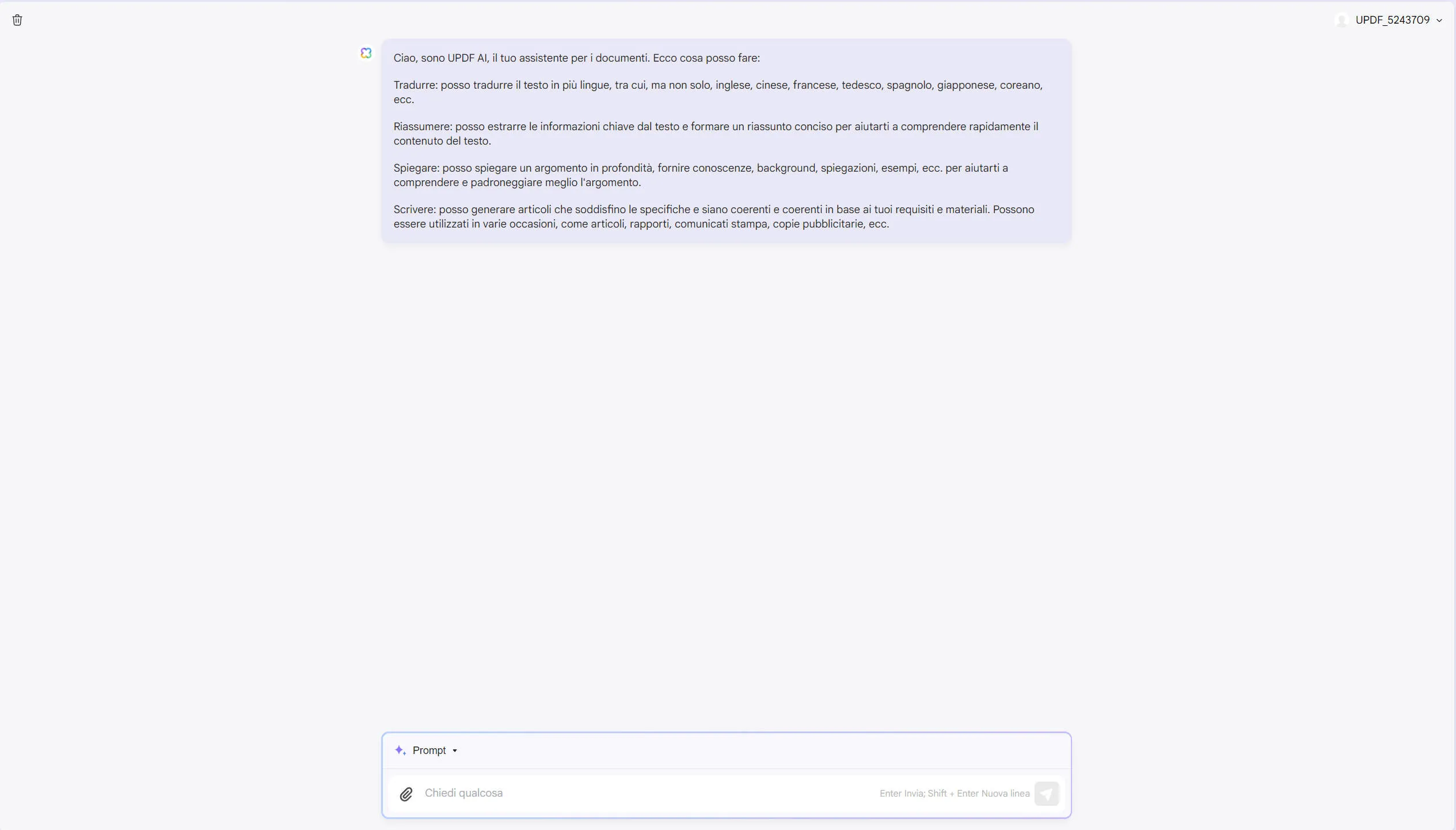 generatore di prompt ai UPDF AI connesso