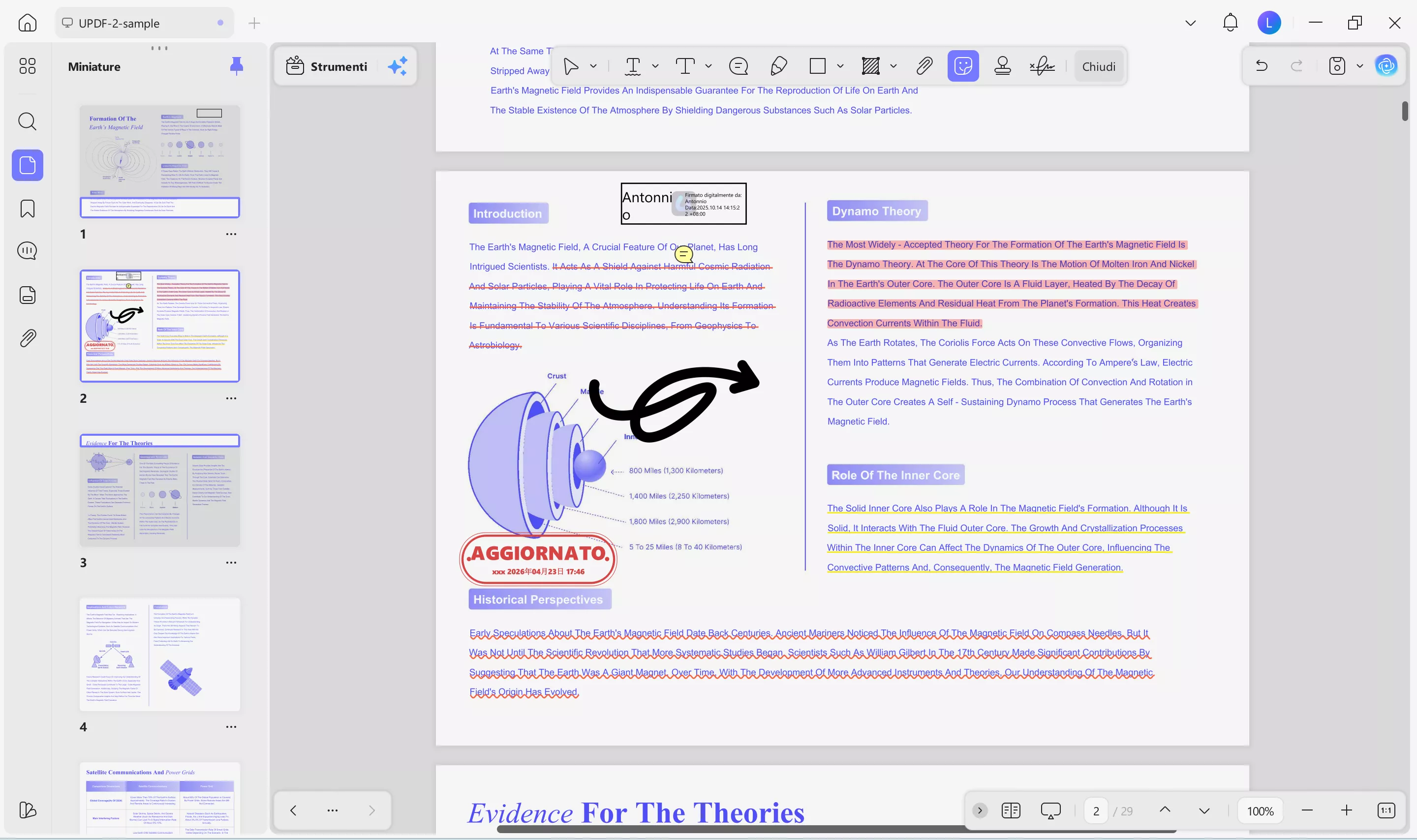 open the full annotation toolbar at the top