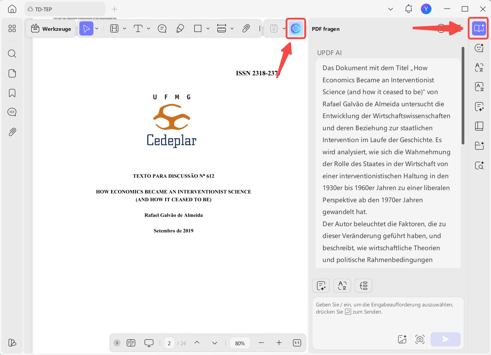 scispace PDF fragen auf Windows mit UPDF AI