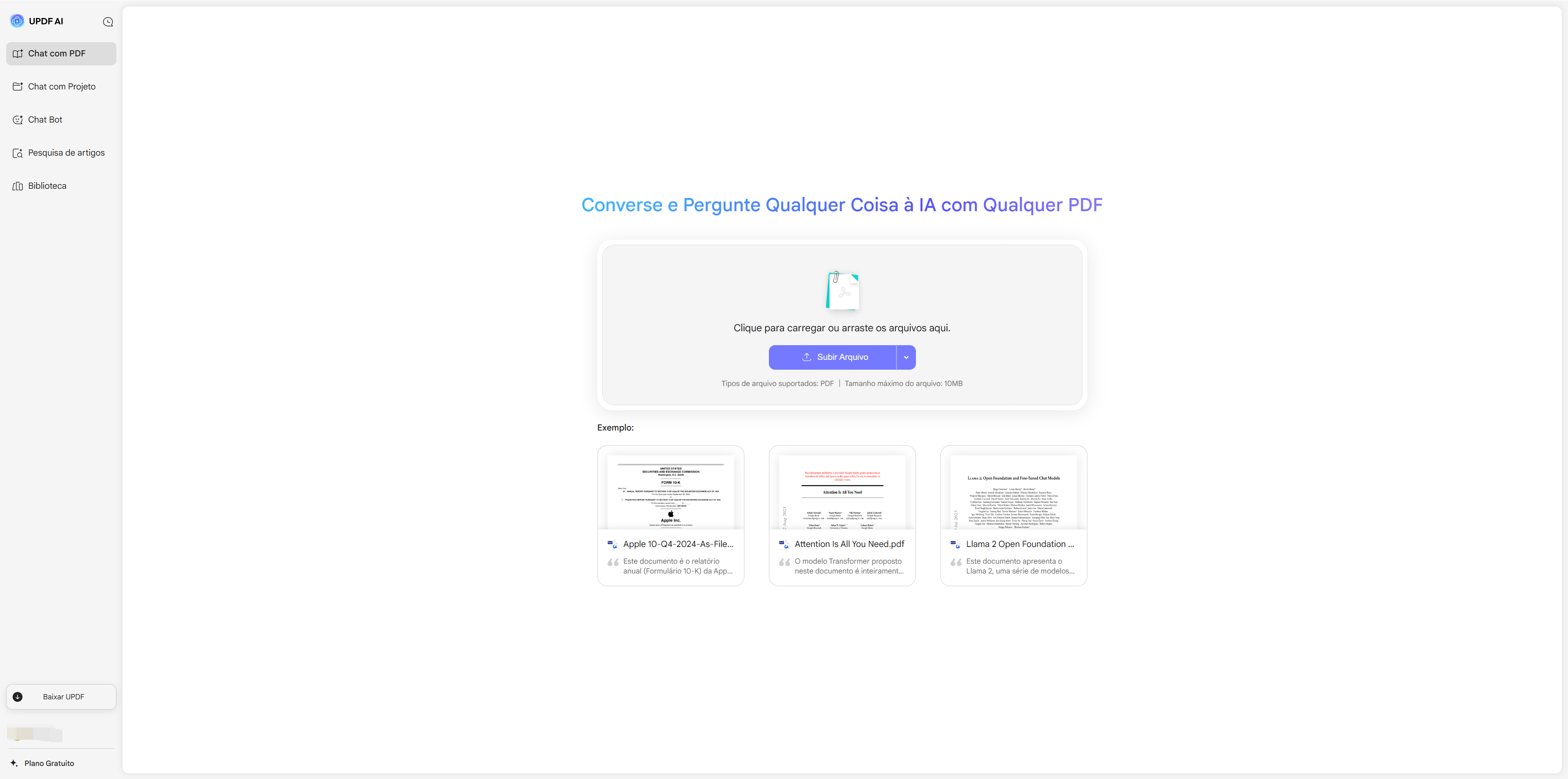 gerador de prompt de ai UPDF AI conectado