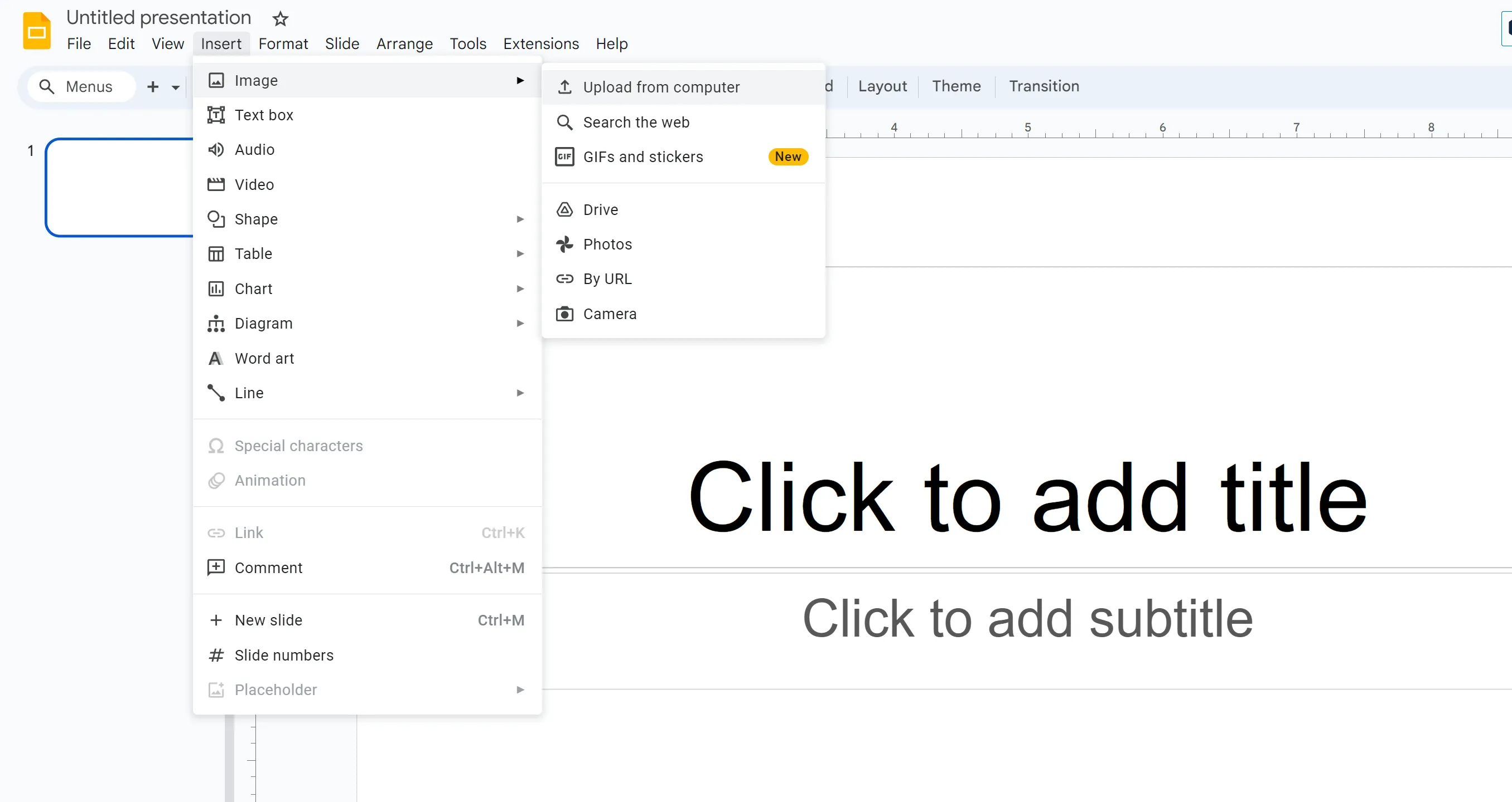 upload images to google slides. 