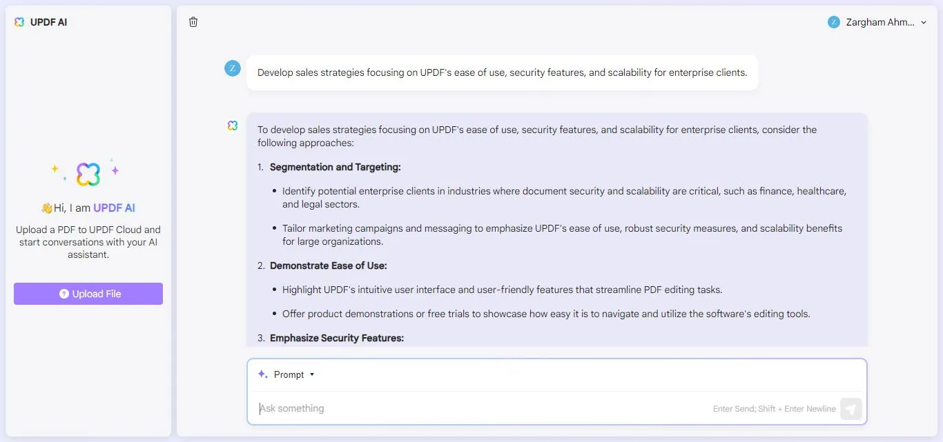 UPDFAIアシスタントで戦略を策定する