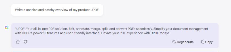 how to use ai in sales ask the ai assistant to write the product overview with UPDF.