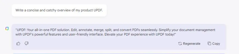 comment utiliser l'IA dans les ventes demandez à l'assistant IA d'écrire la présentation du produit avec UPDF.