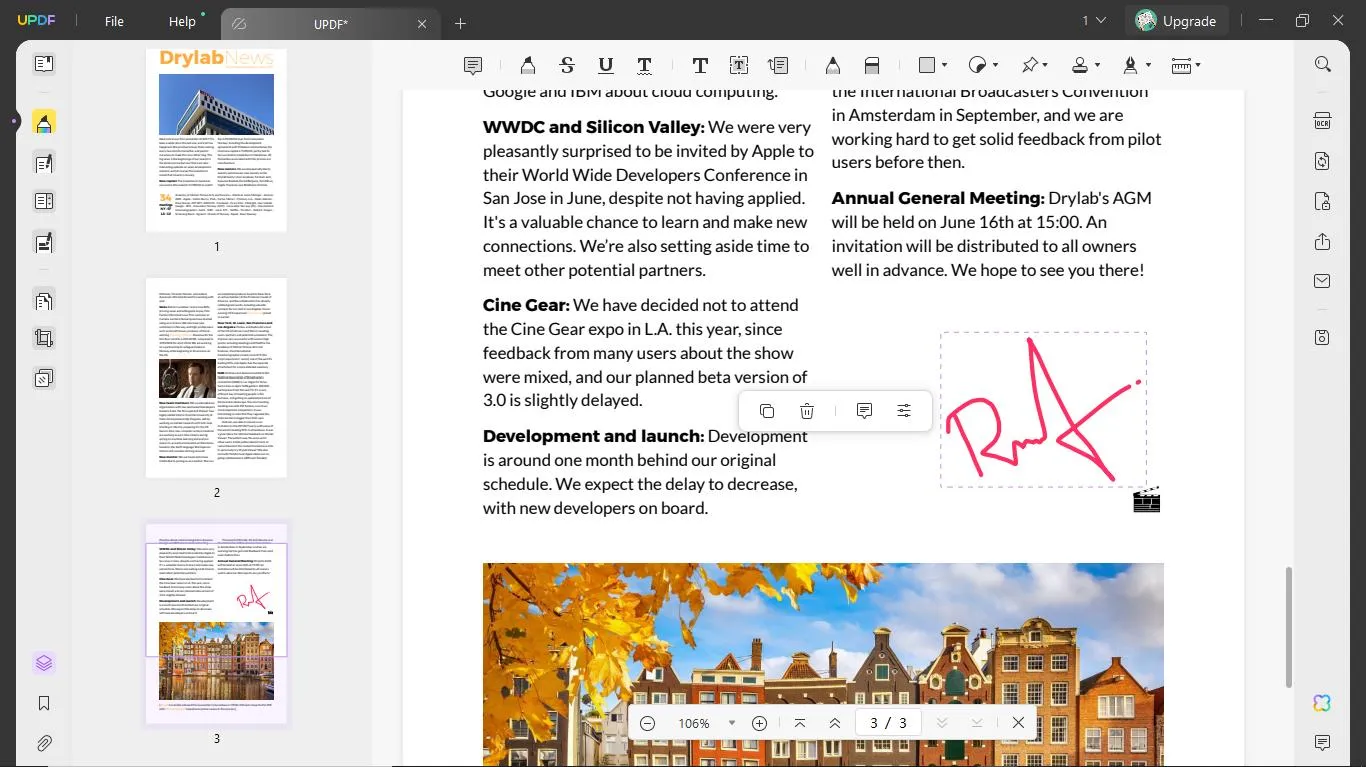 add handwritten text to PDF with UPDF