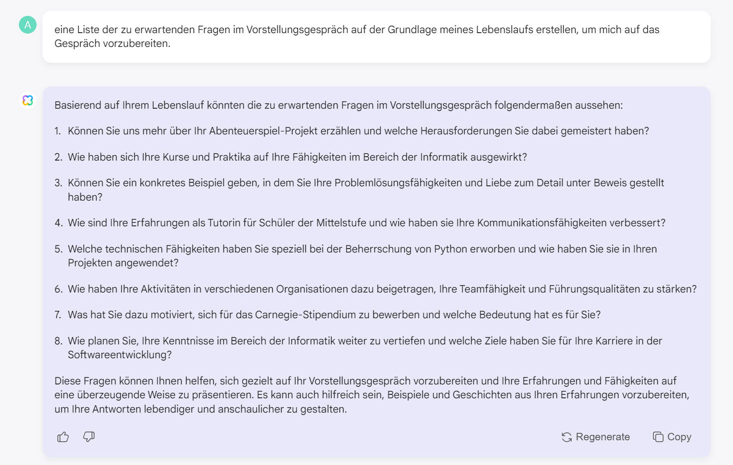 die Interviewfragen erstellen
